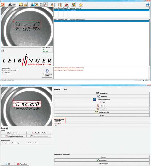 Der Kennzeichnungsaufdruck aus Punktschrift wird ausgelesen, dann segmentiert das Kamerasystem den zu kontrollierenden Bereich und prüft den Aufdruck im Vergleich mit einem Referenzwert auf Qualität und Inhalt.