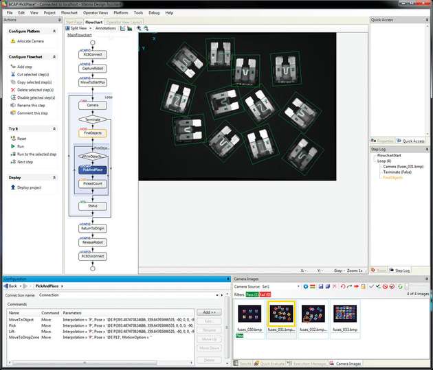 Die Matrox-Design-Assistant-IDE erlaubt ihren Anwendern das Erstellen von Anwendungen zur Vision-basierten Roboterführung von Denso-Robotern ohne den Roboter-Controller direkt zu programmieren.