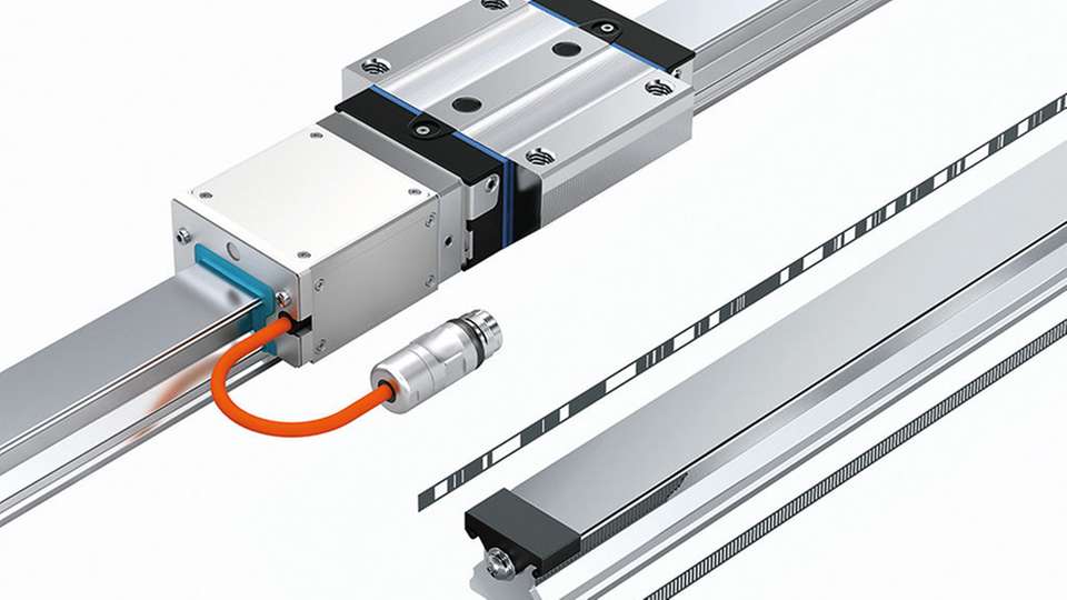 Führen und Messen kombiniert: Das integrierte Messsystem IMS-A erfasst induktiv auch bei mechanischen Belastungen und in schmutzbelasteten Arbeitsumgebungen die absolute Position hoch präzise, wie Hersteller Bosch Rexroth angibt.