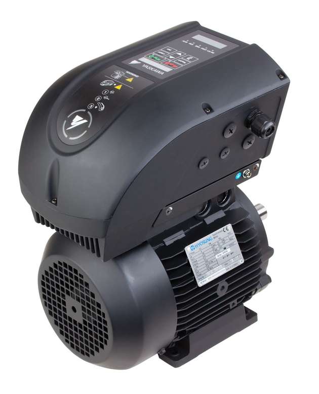 IE4-Motor und darauf abgestimmter Umrichter sind auch als bauliche Einheit verfügbar.