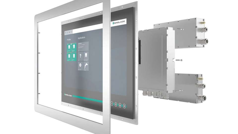 Der VisuNet GXP Remote Monitor ist modular aus den drei Hauptkomponenten Display-Einheit, Netzteil und Thin-Client-Rechnereinheit aufgebaut.