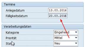 Von den Kundendaten zum Prozess: In Abhängigkeit von der Priorität wird das Fälligkeitsdatum errechnet. Möglich ist auch die Zuordnung eines Bearbeiters oder einer Gruppe.