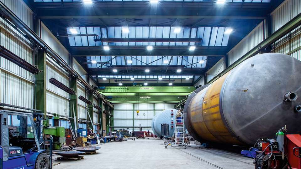 Umgerüstete Montagehalle bei Messer Industriemontage & Apparatebau.