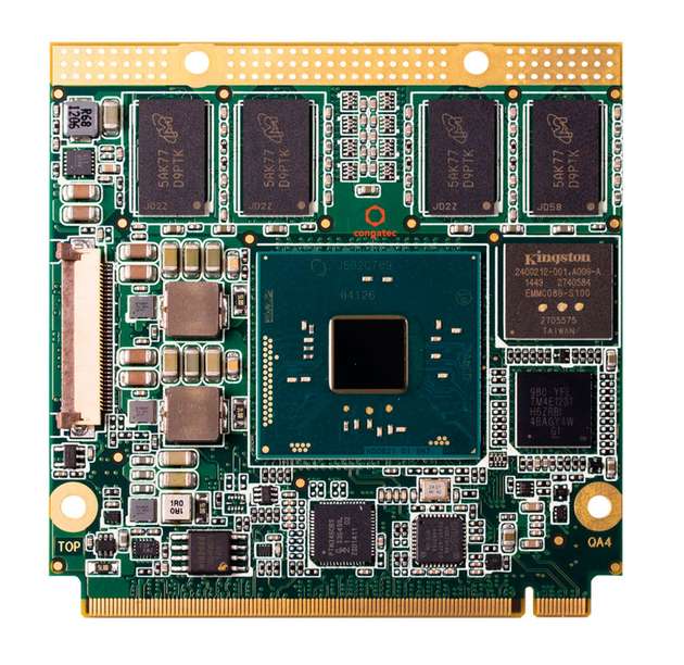 Herzstück der IoT-Gateway-Plattformen: das Qseven-Modul auf Basis von Intel-Atom-Prozessoren. Es ist in verschiedenen Prozessorvarianten für eine hohe Skalierbarkeit erhältlich – von der Dual-Core-Einstiegsvariante bis hin zum Quadcore-Prozessor. 