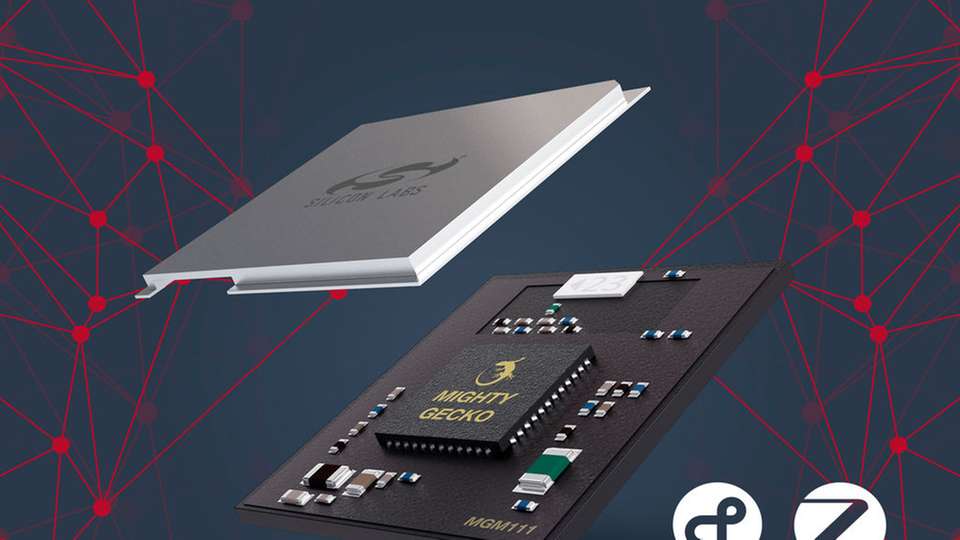 Das MGM111-Modul vereint ein 2,4-GHz Mighty Gecko-SoC, eine effiziente Chip-Antenne, Quarze sowie RF-Abgleich und Abschirmung zu einem einsatzbereiten Mesh-Networking-Modul, das ZigBee- und Thread-Protokoll-Stacks unterstützt. 