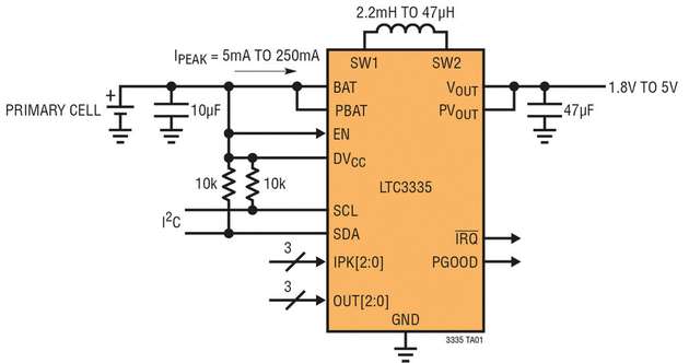 Vereinfachte Anwendungsschaltung des LTC3335