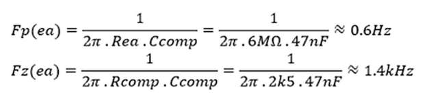 Formel 2 zur Berechnung der Freuquenz der Polstelle Fp(ea) und der Nullstelle Fz(ea) der Kompensationsbauelemente