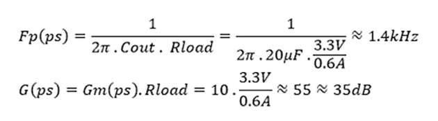 Formel 4 zur Berechnung der dominanten Polstelle F(ps) der Leistungsstufe und deren DC-Verstärkung G(ps)