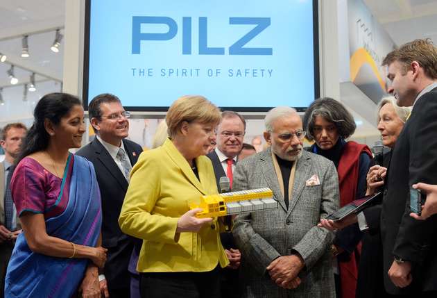 Bei Pilz stand die Bedeutung von Safety für das gefahrlose Arbeiten in der Industrie im Mittelpunkt des Besuchs von Merkel und Modi.