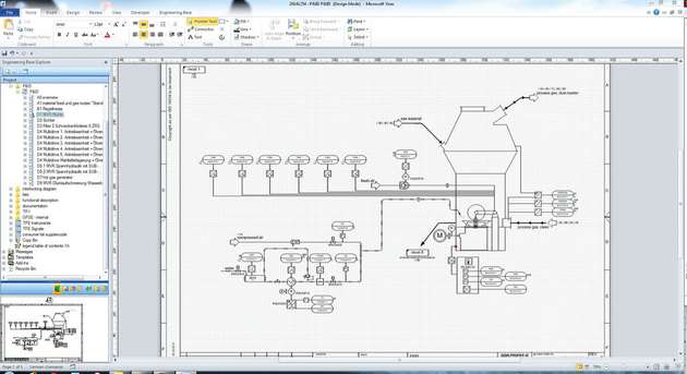 Diese Gasflow-PID, eine in der Prozesstechnik klassische Engineering-Grafik, ist Teil des Workflows mit Engineering Base.