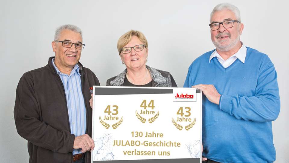 Gehen nach über 40 Jahren bei Julabo in den Ruhestand: Hans-Peter Flach, Christiane Enders, Hans Faißt.