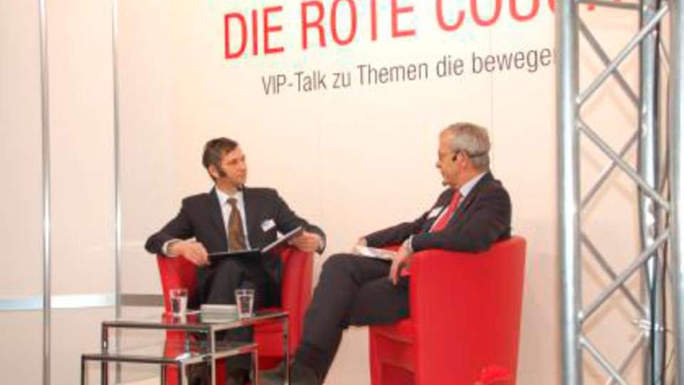 
                        
                        
                          VIP-Talk auf der Roten Couch: Jeweils zur vollen Stunde diskutieren Top-Manager auf der Achema Themen, die die Branche bewegen.
                        
                      