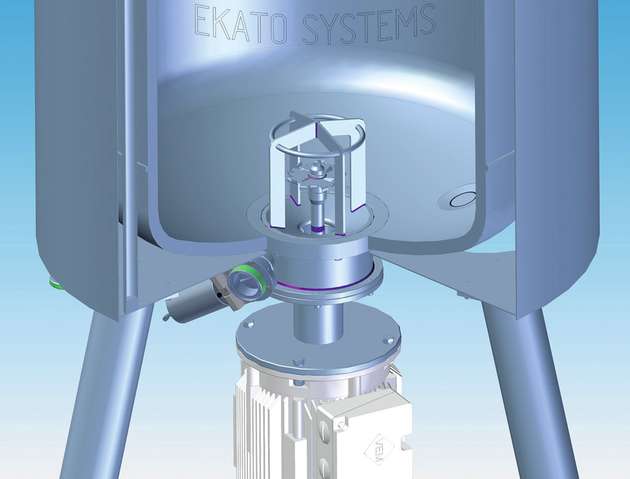 Das optionale Bodenrührwerk Cipmix macht die Ekato Unimix Vakuumprozessanlagen bis zu 30 Prozent effektiver.