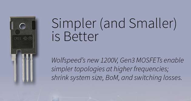 Wolfspeed erweitert seine innovative C3M Plattform um einen neuen 1.200 V und 75 mOhm MOSFET im diskreten Gehäuse, das sich durch eine niedrige Induktivität auszeichnet.