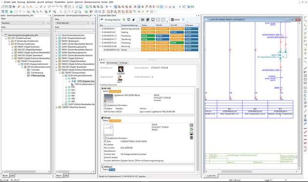 Einfache Einbindung des Syngineers in die Eplan Oberfläche: Schaltpläne und Betriebsmittel lassen sich darüber verknüpfen.