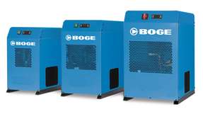 Die neue DS-2-Baureihe von BOGE legt die Messlatte für Kältetrockner höher: Dank des vollintegrierten Aluminium-Wärmetauschers sind Leistungsverluste im Kältekreislauf und der Bedarf an Kältemittel sehr gering. 