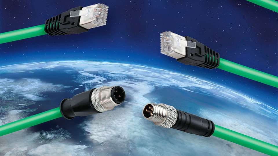 Industrietaugliche Superflex-Netzwerkleitungen mit Stecker für den Schleppketten-Einsatz oder für die feste Verlegung.