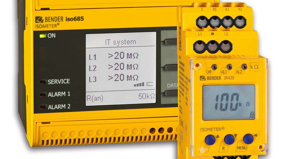Die Isolationsüberwachungsgeräte iso685 und IR420 von Bender lassen sich für die Offline-Überwachung in TN-, TT- oder IT-Systemen verwenden.