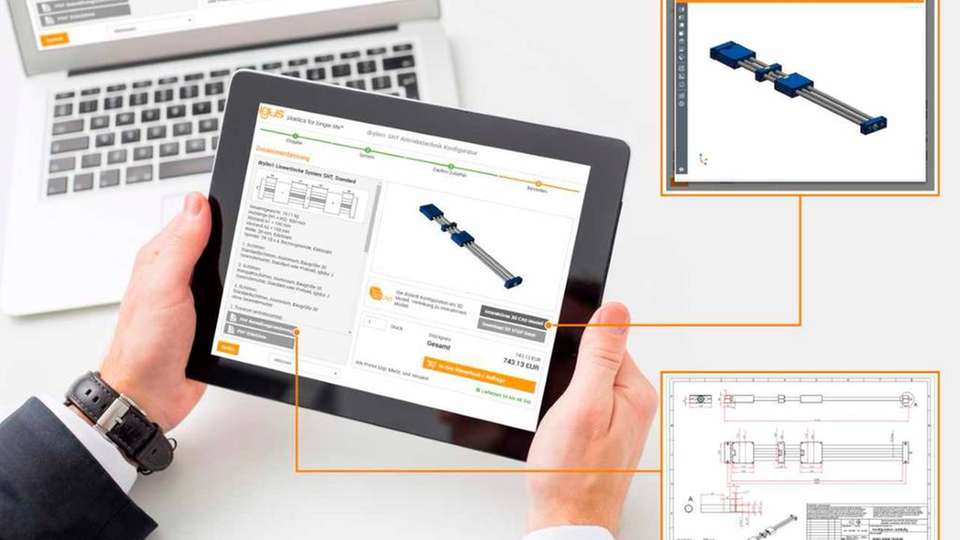 Der neue Drylin SHT-Konfigurator von Igus lässt sich auch einfach über das iPad bedienen.