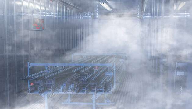 In den 40-Fuß-Klimacontainern bei igus werden Testleitungen bei Temperaturen von -40°C bis +60°C in e-ketten unter realistischen Bedingungen ständig getestet.
