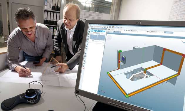 Industrie 4.0 in der Praxis: Mit dem CAD-Tool easyRoute 4.0 wird der kundenspezifische Kabelkanalverlauf am Bildschirm in der geplanten Anlagenumgebung erstellt. Die Daten sind Basis für Stück- und Bestelllisten sowie Angebotserstellung und Fertigung der einbaufertigen Kanalbaugruppen.