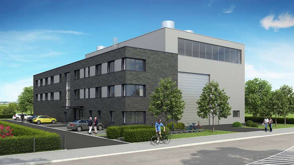  Der neue IWES-Standort in Hamburg umfasst eine Prüfhalle mit angrenzendem Bürogebäude.