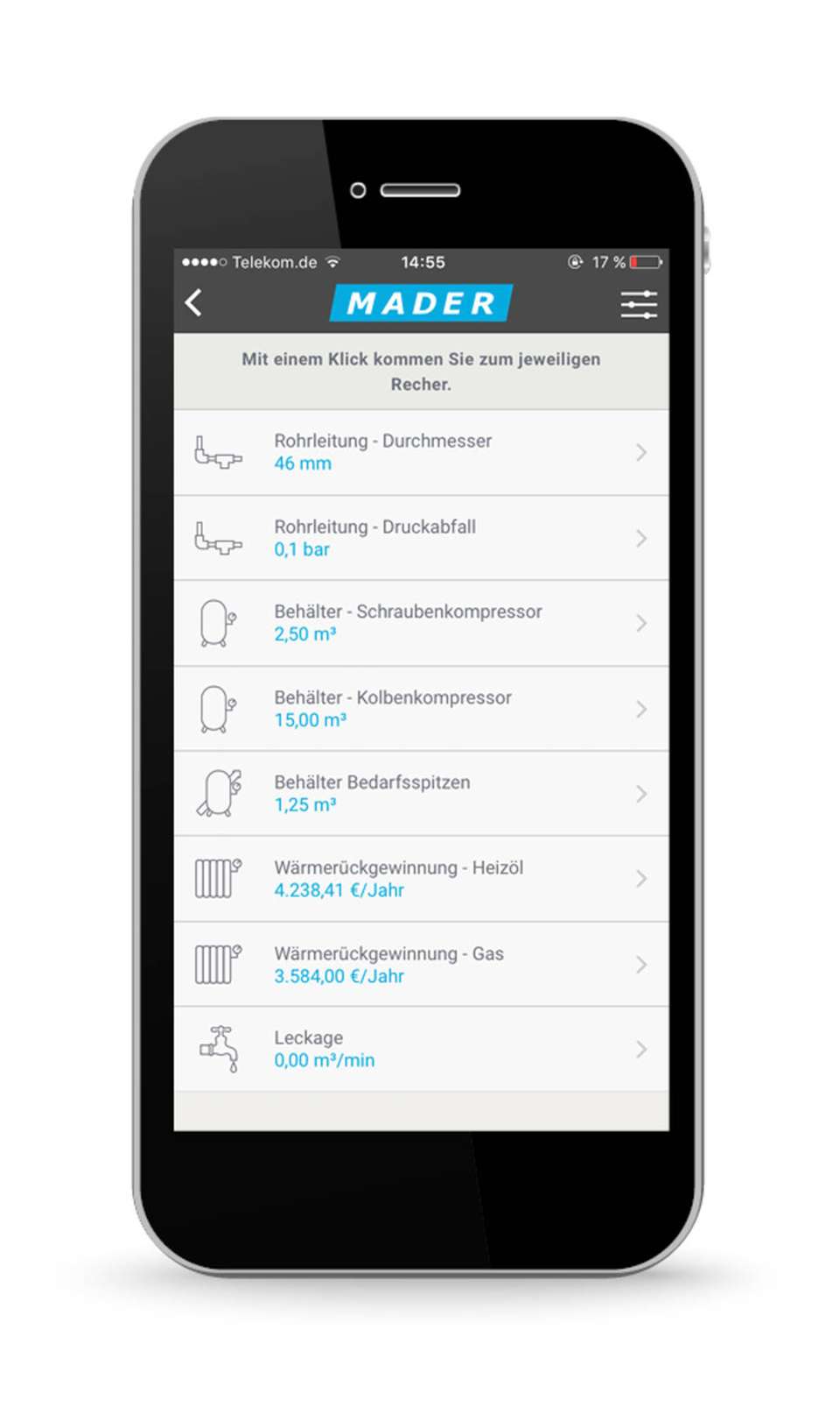 Druckluftkennzahlen bequem per App berechnen