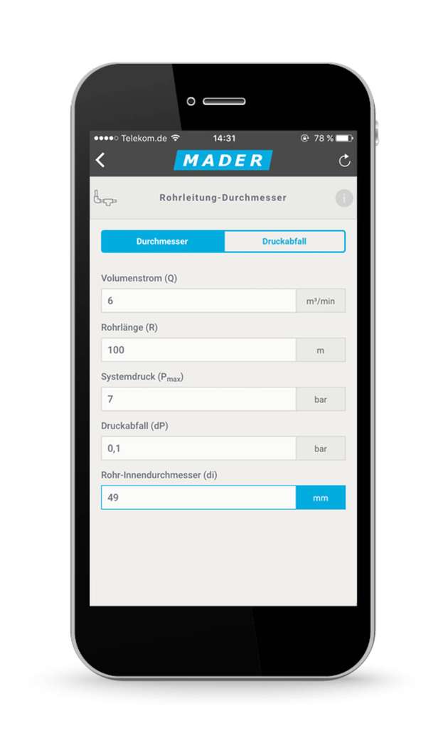 Druckluftkennzahlen bequem per App berechnen