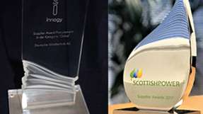 Deutsche Windtechnik erhält den "Innogy supplier award" sowie den "ScottishPower supplier award" 2017.