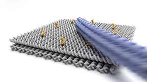 Rotierender Nano-Arm, hergestellt mit der DNA-Origami-Technologie. Elektrische Felder steuern die Bewegung. Eine Rotation dauert nur Millisekunden und ist damit 100.000 mal schneller als bisherige Methoden.