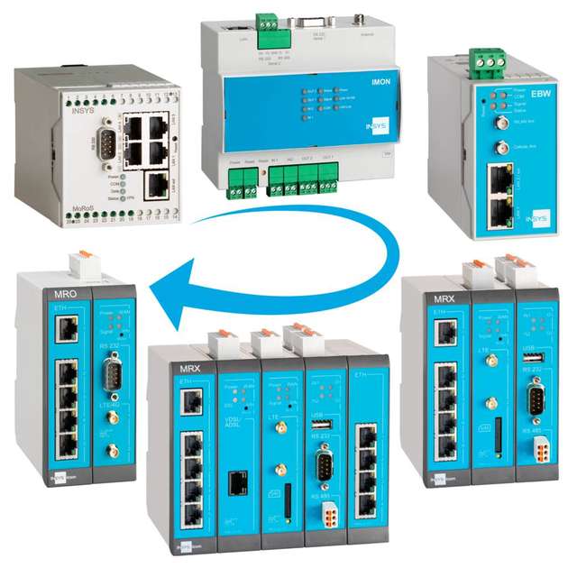 Insys bietet alle wichtigen Komponenten und Lösungen für Datenkommunikation und M2M-Technik an, beispielsweise Switches, Modems, Gateways und Bridges.