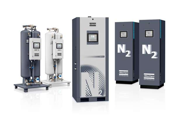 Atlas Copco bietet Stickstoffgeneratoren für unterschiedliche Ansprüche, Volumenströme und Reinheiten an. Die Maschinen der NGP+-Serie arbeiten effizient und erzeugen bis zu 99,999 Prozent reinen Stickstoff. Die kostengünstigen NGM-Membrangeneratoren schaffen bis zu 99,5 Prozent.