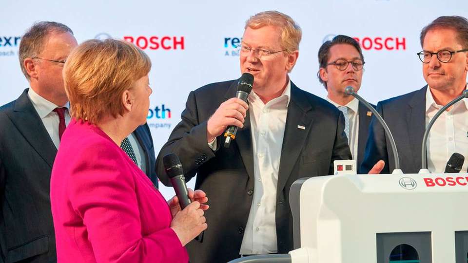 Bundeskanzlerin Merkel am Bosch-Stand der Hannover Messe 2018.