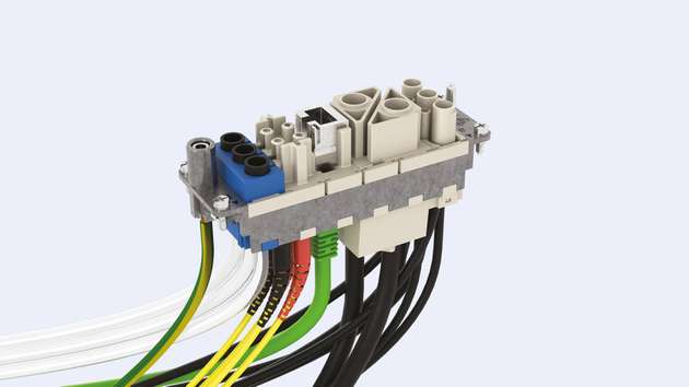 Dank des Bausteinprinzips der Mixo-Serie lassen sich verschiedene Module miteinander kombinieren – zum Beispiel Leistungs- und Datenübertragungsmodule.