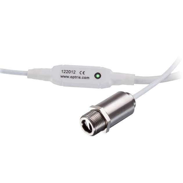 Das kleine CSmicro LT Infrarot-Thermometer mit Elektronik im Kabel misst Temperaturen berührungslos in beengten Platzverhältnissen. Es kann bei industriellen Anwendungen wie beim Kleben von CFK-Bauteilen eingesetzt werden.