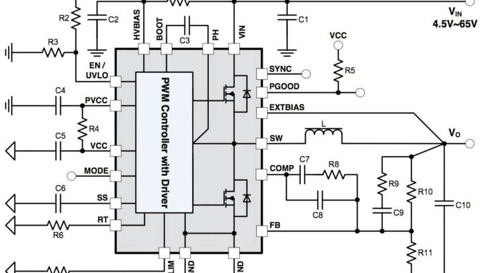 Abbildung 1: Das Multichip-Modul FAN6500XX in einer Anwendung.