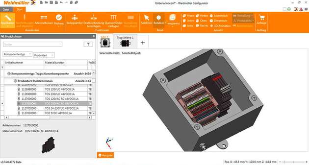 Der Weidmüller Configurator bietet volle En-gineering-Unterstützung. Für den Schaltschrankbau stehen 3-D-Modelle zur Verfügung.