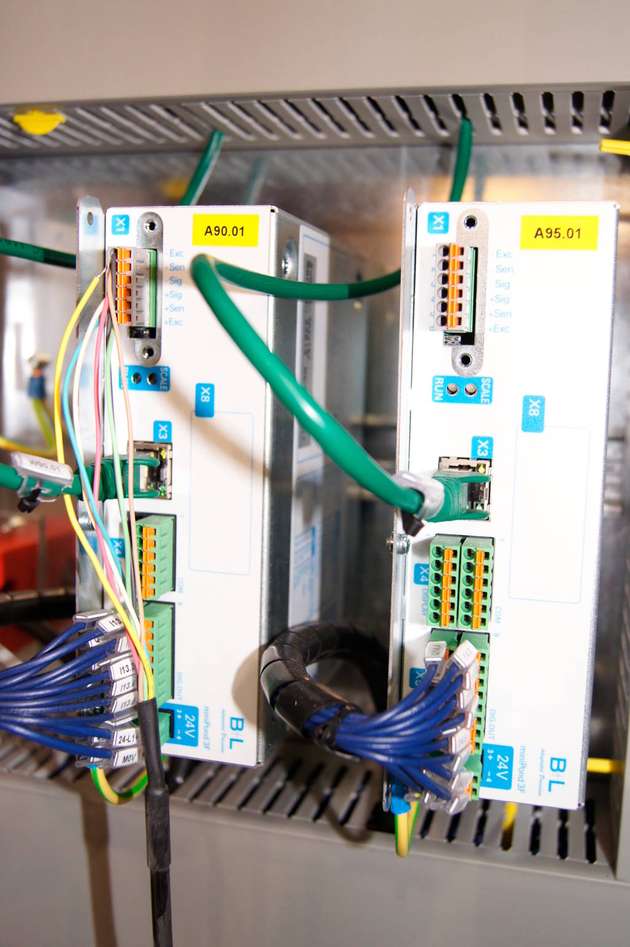 Die Wägesteuerung Minipond 3F kommuniziert via Ethernet mit dem überlagerten Automatisierungssystem der Maschine.