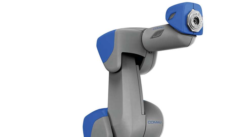 Der Comau Roboter-Arm AURA (Advanced Use Robotic Arm).
