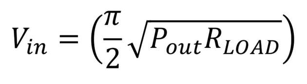 Abbildung 5: Um die Eingangsspannung zu bestimmen, die für die Ladeenergie erforderlich ist, bedient man sich folgender Formel. Dabei muss die Ausgangsleistung bekannt sein.