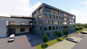Eine Modellansicht des Technologiezentrums, das ab dem Frühling 2020 Stöcklins neuer Hauptsitz sein wird.