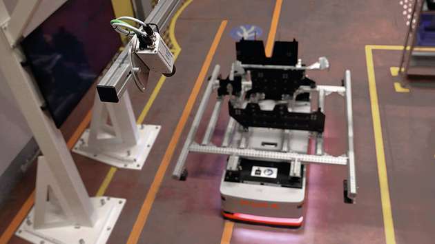 Die Highspeed-Kamera von Sick verifiziert Bauteile im Smart-Production-Center von Kuka.