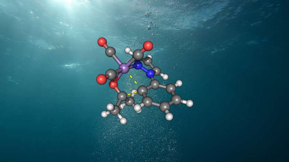 Struktur des aktiven Mangan-Katalysators in Wasser.