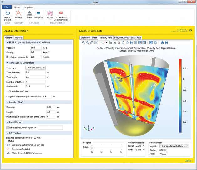 Beispielsimulation zur Optimierung eines Mixers.