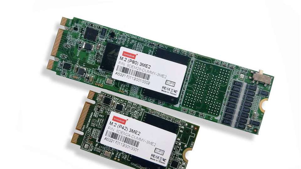 Die M.2-NVMe-PCIe-Gen3×2-3ME2-SSD weist Übertragungsraten bis zu 1.300 MB/s auf.