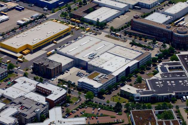 Luftaufnahme des Beko-Hauptsitzes in Neuss. Hier werden rund 300 Mitarbeiter beschäftigt.