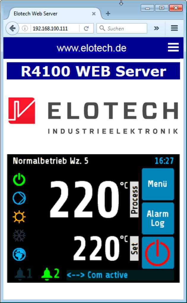 Über den integrierten Webserver lässt sich der R4100 einfach steuern und überwachen.