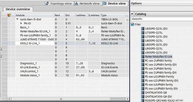 Mit SIDI sind IO-Link Devices genau wie Profinet-Module aus dem HW-Katalog selektierbar.