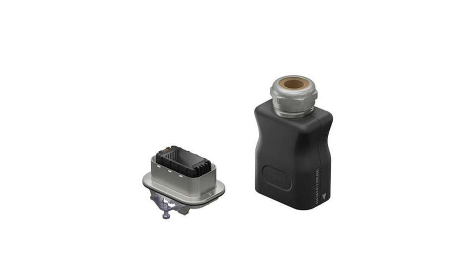 Stecker und Geräteteil des ODU-MAC PUSH-LOCK Gehäuses.