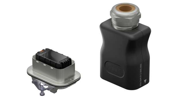 Stecker und Geräteteil des ODU-MAC PUSH-LOCK Gehäuses.